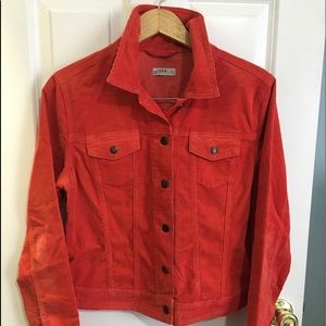Gap corduroy denim style jacket in the color poppy